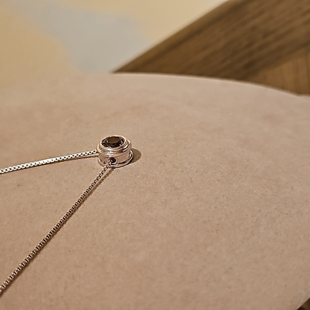 14KT WHITE Gold natural Blue Topaz pendant slide with chain - Picture 5 of 5